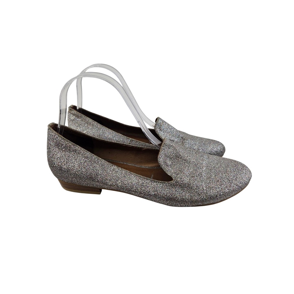 Jeffrey‎ Campbell Elegant-Gl Silver Glitter Loafers Flats Womens 8.5 Sparkly